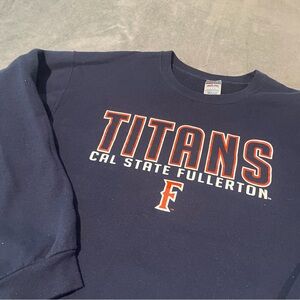 Cal State Fullerton Sweater Mens Large Navy Blue Crewneck CSUF Titans
